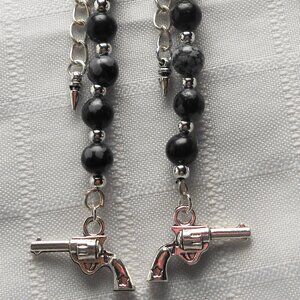 No. 10 Handmade earrings with Tibetan silver 3D revolvers charms